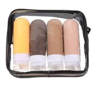 FUOYLOO Juego de 4 Botellas de Silicona para Viaje de 90 Ml, Envases Rellenables a Prueba de Fugas para Champú y Loción, Reutilizables y Portátiles con Bolsa Negra de