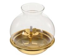 FUOYLOO Lámpara de Aceite Budista con Pantalla para Adoración, Tamaño Compacto, Lámpara de Queroseno para Uso Interior, Decoración de Hogar, Conjunto 1 Unidad