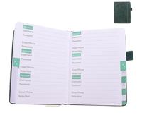 FUOYLOO Libreta de Direcciones de Bolsillo A6 Verde Índice y Banda Elástica, Organizador de Domicilios y Número de Teléfono para Oficina y Uso Personal