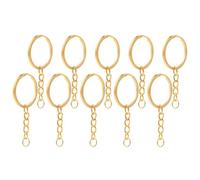 FUOYLOO Llavero Metálico Dorado para Bricolaje Anillos Divididos y Cadena, 10 Piezas, Superficie Lisa y Diseño Redondo, Adecuado para Regalos y Llaves de Coche