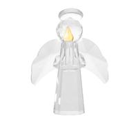 FUOYLOO Mini figura de ángel de cristal sosteniendo un pastel de cumpleaños. Escultura de cristal alada, coleccionable, decoración del hogar, recuerdo. Estatua de ángel de la guarda para celebrar