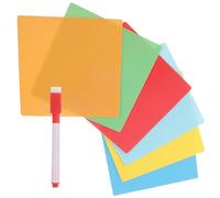 FUOYLOO Notas Adhesivas Reutilizables de Borrado en Seco, Etiquetas de Pizarra Multicolor, Paquete de 6 Blocs 1 Marcador Blanco para Oficina y Hogar, Pegatinas Removibles Color Aleatorio