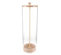 FUOYLOO Organizador de Pajitas con Tapa de Madera Natural Dispensador Acrílico Multiuso para Utensilios Almacenamiento para Mostrador Oficina y Cafetería Soporte para Pajitas Transparente