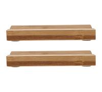 FUOYLOO Soporte para Desagüe de Jabón de Bambú Diseño Ondulado Práctico y Compacto, Paquete de 2 Piezas para Baño y Cocina