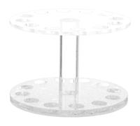 FUOYLOO Soporte Redondo para Bolígrafos de Gel UV para Decoración de Uñas Portaherramientas Cristal Corazón Transparente Base Plateada Organizador Compacto para Pinceles de Uñas