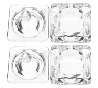 FUOYLOO Taza de Manicura de Cristal Tapa 2 Piezas Recipiente Transparente Cuadrado para Limpieza y Mezcla en Decoración de Uñas Profesional