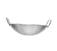 FUOYLOO Wok Sartén de Acero Inoxidable Mango Resistente y Fondo para Inducción, Sartén Práctica de 28 CM para Saltear y Freír en Cocinas de Gas, Vitrocerámica y Eléctrica para Uso