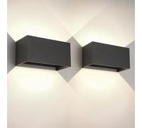 FUPE 2 Piezas 25W LED Aplique Pared Exterior Interior IP65 Impermeable Apliques Pared Exterior Lámpara de Pared Aluminio Moderno Negro 4000k Luz Natural, Ángulo de luz Ajustable, Fácil de instalar