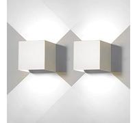 FUPE 2 Piezas Aplique de Pared exterior LED Lámparas de Pared Interior moderno blanca 12W 6500K blanco fría IP65 impermeable cuadrada de aluminio Ángulo de luz ajustable de diseño y fácil de instalar