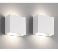 FUPE 2 piezas Aplique pared interior,Aplique LED de Pared Interior 12w lámpara de pared interior Luz neutra 4000k 1200lm, adecuada para Sala de estar, dormitorio, pasillo (Blanco)