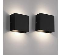 FUPE 2 piezas Aplique pared interior,Aplique LED de Pared Interior 12w lámpara de pared interior Luz neutra 4000k 1200lm, adecuada para Sala de estar, dormitorio, pasillo (negro)