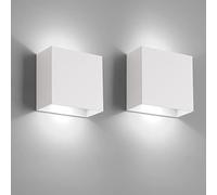 FUPE 2 piezas Aplique pared interior,Aplique LED de Pared Interior 12w lámpara de pared interior Luz blanca fría 6500k 1200lm, adecuada para Sala de estar, dormitorio, pasillo (Blanco)