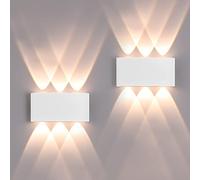 FUPE 2 Piezas Lámparas de Pared Exterior/Interior LED Aplique Pared 12W 1200LM ip65 impermeables up and down lámparas de pared de aluminio modernas que brillan arriba y abajo(blanca 3000k luz cálida)