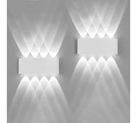 FUPE 2 Piezas Lámparas de Pared Exterior/Interior LED Aplique Pared 16W 1600LM ip65 impermeables up and down lámparas de pared de aluminio modernas que brillan arriba y abajo(blanca 6500k luz fría)