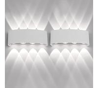 FUPE 2 Piezas Lámparas de Pared Exterior/Interior LED Aplique Pared 16W 1600LM ip65 impermeables up and down lámparas de pared de aluminio modernas que brillan arriba y abajo(blanca 6500k luz fría)