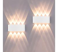 FUPE 2 Piezas Lámparas de Pared Exterior/Interior LED Aplique Pared 16W 1600LM ip65 impermeables up and down lámparas de pared de aluminio modernas que brillan arriba y abajo(blanca 3000k luz cálida)