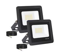 FUPE Focos LED Exterior 2 Pcs, Foro Exteriores IP65 Impermeable Súper Brillante Negro 20w 2000lm Focos LED al aire libre techo jardín patio puerta garaje (3000k luz cálido)