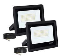 FUPE Focos LED Exterior 2 Pcs, Foro Exteriores IP65 Impermeable Súper Brillante Negro 50w 5000lm Focos LED al aire libre techo jardín patio puerta garaje (4500k luz natural)