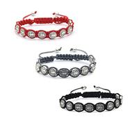 Fuqimanman2020 Juego de 6 pulseras de medalla de San Benito en cordón ajustable, cruz María, Virgen, San Judas, para mujeres y hombres, protección contra el mal, oración, rosario, joyería religiosa