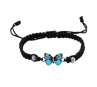 Fuqimanman2020 Pulsera de mariposa colorida ajustable, trenzada, bonita pulsera con dije de mariposa, siempre cree en ti mismo, pulsera para mujer, Nailon, No es una piedra preciosa