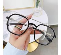 FUQINQINGOZ Gafas antifatiga Visual, Gafas de Lectura Vintage de Gran tamaño for Ordenador, Gafas de Lectura con luz Azul y Espejo Plan.(Silver,+100)