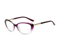 FUQINQINGOZ Gafas de Lectura antifatiga Ocular Lindos lectores de computadora Gafas de Bloqueo de luz Azul Espejo de luz Plana for Mujeres (Color : Purple, Size : +150)