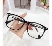 FUQINQINGOZ Gafas de Lectura con Montura Grande, Bloqueo de luz Azul, for computadora, antirreflejo, con Espejo de luz Plana, Anti-UV, for presbicia.(Black,+100)