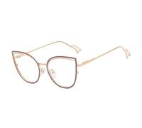 FUQINQINGOZ Gafas de presbicia Anti-UV, de Metal, con Bloqueo de luz Azul, for computadora, Gafas de Lectura Tipo Ojo de Gato, con Espejo de luz Plana HD(Wihte,+250)
