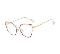 FUQINQINGOZ Gafas de presbicia Anti-UV, de Metal, con Bloqueo de luz Azul, for computadora, Gafas de Lectura Tipo Ojo de Gato, con Espejo de luz Plana HD(Wihte,+0.00)