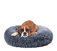 Fur & Bone Cama Redonda de Felpa para Perros y Gatos, mullida, autocalentable, Lavable, con Fondo Antideslizante e Impermeable, (60 cm, Gris Oscuro)
