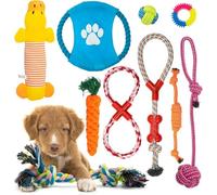 Fur & Bone Juguetes masticables para cachorros, entrenamiento de dentición, paquete de 10 unidades, cuerda de perro juguetes 100% algodón natural para perros pequeños y medianos