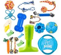 Fur & Bone Juguetes masticables para Perros (Paquete de 18) - Juguetes para Cachorros para el aburrimiento - Cuerda Indestructible y Juguetes de dentición chirriantes para Perros pequeños y medianos