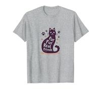 Fur Fur Real Friends Gato Paw Print Pet Lover Camiseta, Hombre, Gris Jaspeado, 3XL