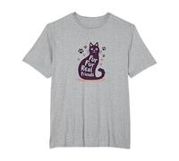 Fur Fur Real Friends Gato Paw Print Pet Lover Camiseta, Hombre Tallas Grandes, Gris Jaspeado, 3X Alto