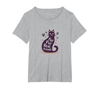 Fur Fur Real Friends Gato Paw Print Pet Lover Camiseta, Mujer Tallas Grandes, Gris Jaspeado, 1XL Grande
