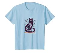 Fur Fur Real Friends Gato Paw Print Pet Lover Camiseta, Niños, Azul Bebé, 3 años