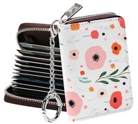 FurArt Cartera con cremallera para mujer, cartera para tarjetas de crédito con bloqueo RFID, soporte para tarjetas de visita, cartera de llavero de tamaño compacto, Floral, S