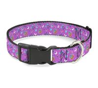 Furby - Collar de perro con clip de plástico | Furby and Furblets Galaxy Grid Collage - Anillo de identificación ajustable, duradero, color rosa y morado