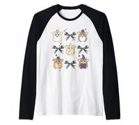 Furby Halloween Cute Witches and Black Bows Retro Collage Camiseta Manga Raglan