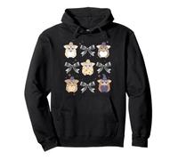 Furby Halloween Cute Witches and Black Bows Retro Collage Sudadera con Capucha