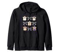 Furby Halloween Cute Witches and Black Bows Retro Collage Sudadera con Capucha
