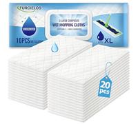FURCIELOS 20 paños de fregona XL resistentes compatibles con Swiffer Sweeper XL Mop, almohadillas húmedas desechables tamaño XL para limpieza de suelos multisuperficie, sin perfume
