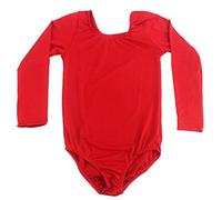 furein Maillot de Danza Ballet Gimnasia Leotardo Body Clásico Elástico para Niña de Manga Larga Cuello Redondo (6 años, Rojo)