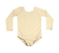 furein Maillot de Danza Ballet Gimnasia Leotardo Body Clásico Elástico para Niña de Manga Larga Cuello Redondo (8 años, Carne)