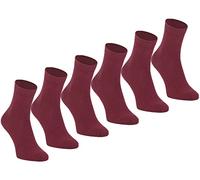FUREINSTORE Calcetines Escolares para Niños, Calcetines Cortos Niño Nña Medias de Algodón para Uniforme, Tobillera para Deporte Suave y Expandible Pack de 6 Pares (39-44, Tinto)