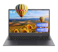 FURESTUR Laptop, 12GB LPDDR5 RAM 1TB SSD, procesador N95 de cuatro núcleos hasta 3.4GHz, pantalla IPS FHD de 15.6 pulgadas, Office Pro Plus 2024, WiFi 5, computadora portátil con huella dactilar para