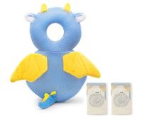 Furforstk protector cabeza bebe con rodilleras casco bebe golpes para niños pequeños que aprenden a gatear y caminar, para niños de 4 a 24 meses,Ajustable, Respirable (Dragón) El bebé no se resiste