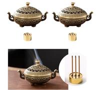 Furforstk Quemador de Incienso 2 Piezas Quemador Incienso, incensario, inciensario, portainciensos, Incense Holder, Contiene Dos Porta inciensos metálicos y algodón ignífugo, 7,7 x 5 x 4,3 cm