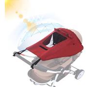 Furforstk sombrilla carro bebe universal con protección UV 50+ parasol carro bebe impermeable parasol carrito universal con mirilla y alas de sombra, capota universal silla paseo Rojo