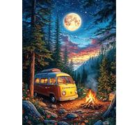 Furgoneta de camping en bosque al atardecer Puzzles 1000 Piezas Maquetas Educativas Detalladas Sueño mágico de ciencia ficción Rompecabezas Para Familia Construir DIY Aliviar Estrés Decoración Hogar 1